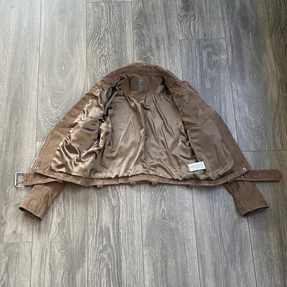 Blank NYC - Taupe Suede Leather Biker Jacket - Size XS - Picture 6 of 14